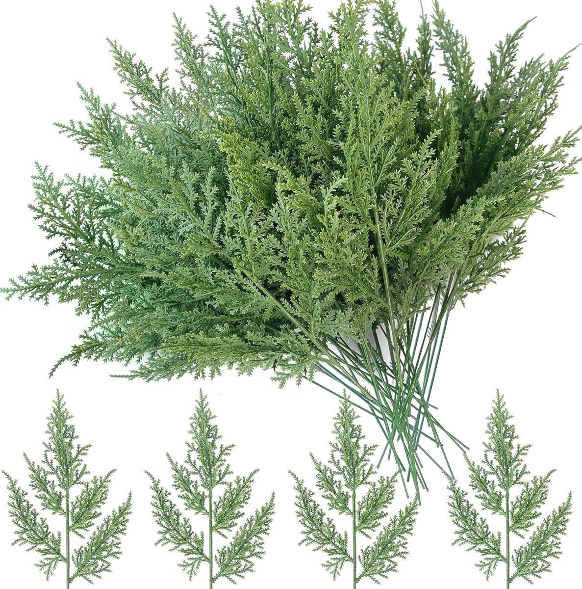 40 Stuks Kunstdennentakken voor Kerstdecoratie - 32 cm Groene Kunsttakken voor DIY Adventskrans en Bloemstukken