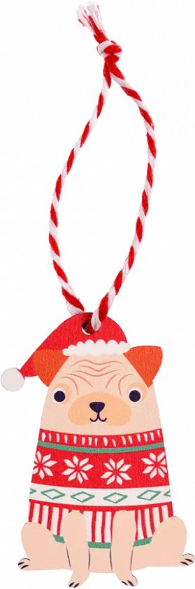 décoration figure Pug Dog bois noël