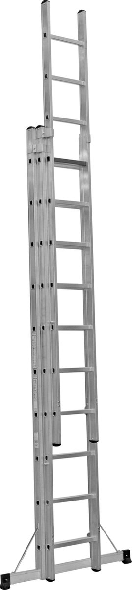 Professionele Reformladder | 3-delig | 3x10 treden | Aluminium | Anti slip | EN 131-1 + 2, NEN 2484, TÜV en GS gecertificeerd