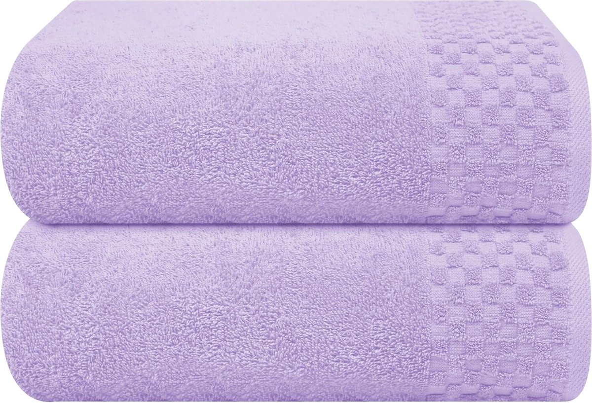 Goodivery ® Zachte en Absorberende 2-Pack Badhanddoekenset van Katoen in Diep Paars