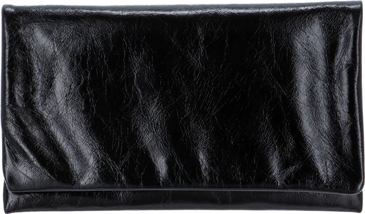 abro Leren Koppeling Avondtas Leather Athene Clutch Bag Black / Nickel Zwart