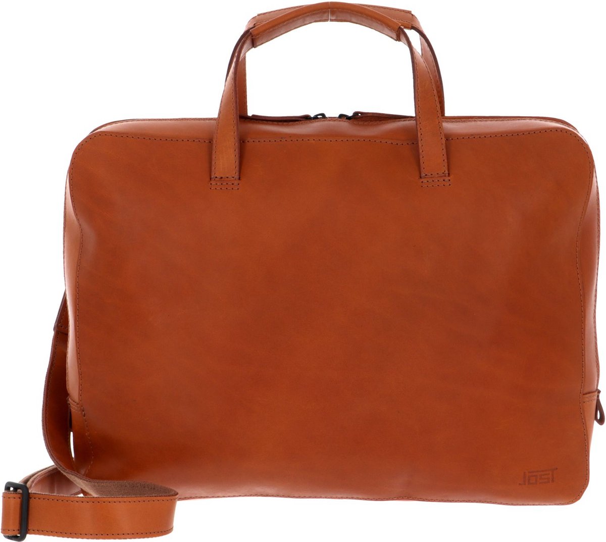 JOST Laptoptas Schoudertas met laptopvak Futura Business Bag Cognac Bruine