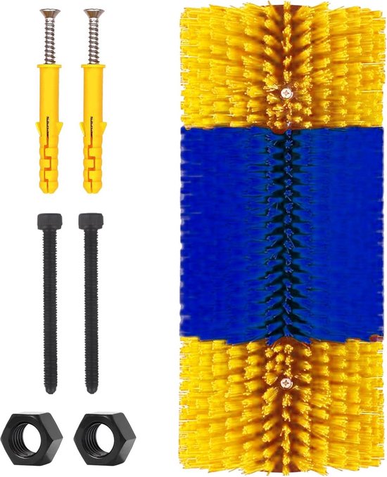 Halfronde krabborstel voor runderen, schapen, paarden, varken, equine, scratcher, universele nylon krabmat, massageborstels, krasborstel, borstel voor vachtverzorging, 44 x 19 cm, stuk, 2 stuks