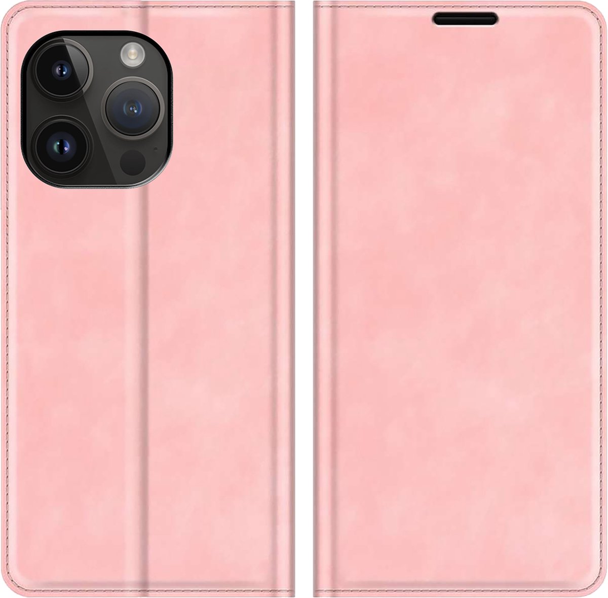 Cazy hoesje geschikt voor iPhone 14 Pro - Hoesje met Pasjeshouder - Luxe Book Case - Roze