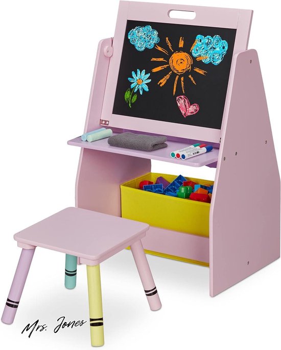 Relaxdays speelgoedkist, deksel, 2 vakken voor boeken, kinderkamer, voor speelgoed, HBD 48x84x42,5 cm, MDF, wit-grijs