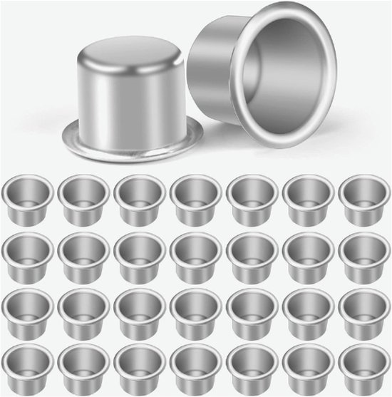 Dtoterul Kaarsenhouders, 36 stuks, mini kaarsenhouders van metaal, zilver aluminium kaarsenhouders set, mini kaarsenhouders, decoratieve kaarsencups