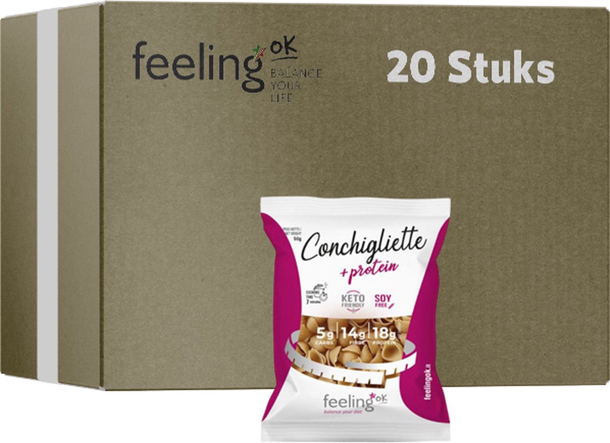 Feeling OK | Conchigliette + Protein | 20 stuks | 20 x 50 gram