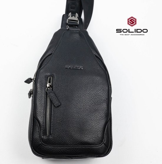 Solido Sac à bandoulière pour homme Zwart – Luxe et élégant avec bandoulière réglable et plusieurs compartiments pour l'organisation