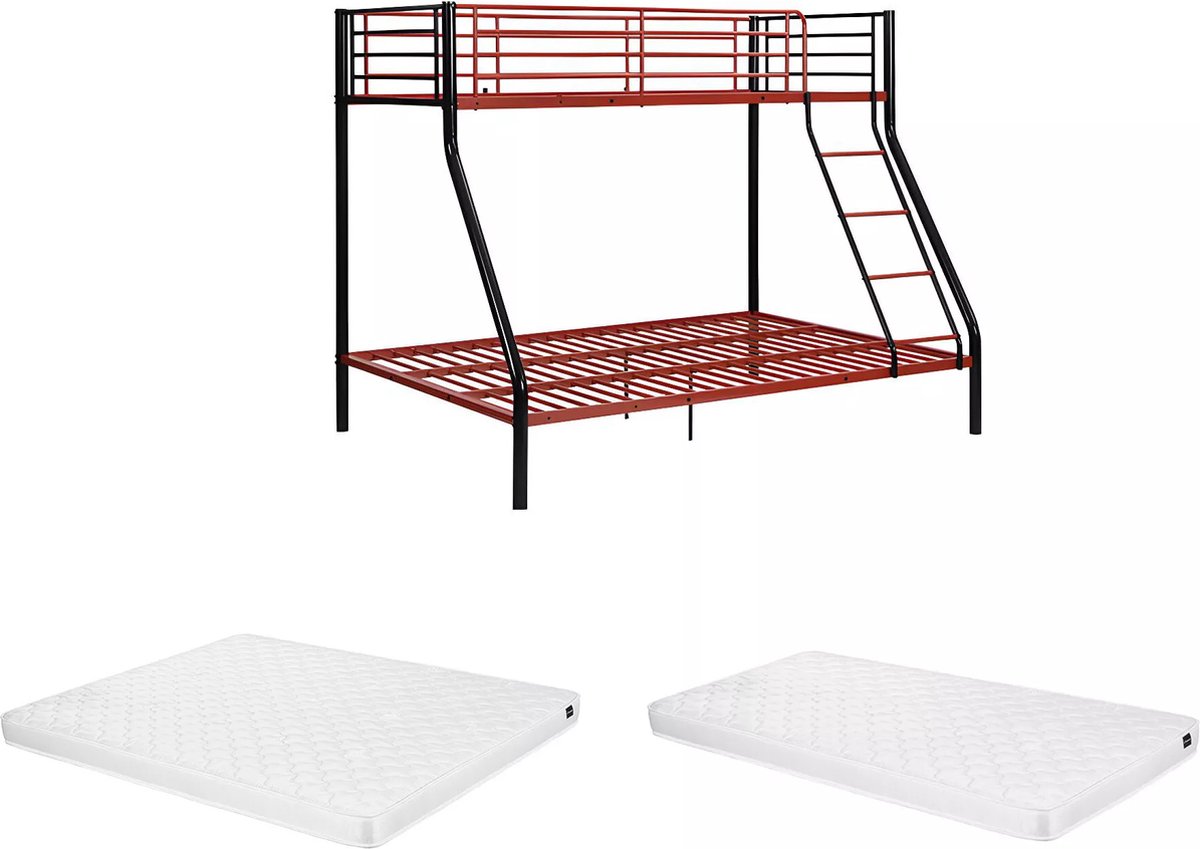 Vente-unique Stapelbed metaal zwart 140 x 190 cm, 90 x 190
