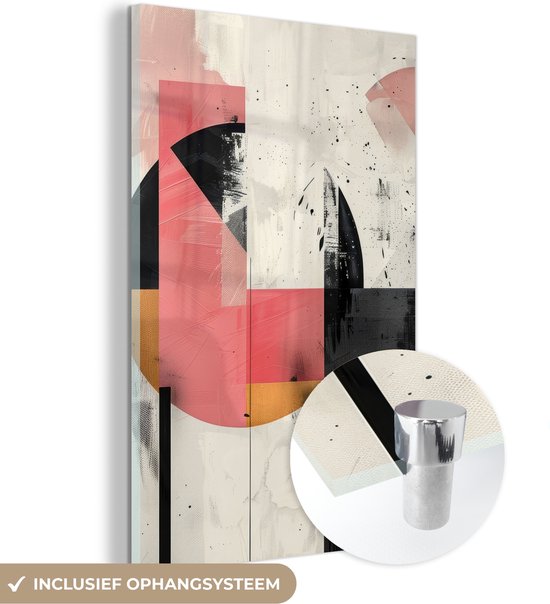 MuchoWow® Tableau sur verre 60x90 cm - Tableau sur verre acrylique - Rose - Abstrait - Esthétique - Moderne - Formes - Photo sur verre - Décoration murale salon - Décoration murale chambre - Peintures