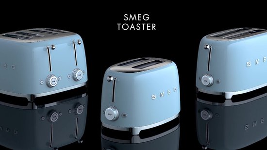 Smeg Grille-Pain 4 Tranches TSF03RDEU Rouge Rétro – 2000W, 6 Niveaux, Fonctions Décongélation/Bagel/Chauffage