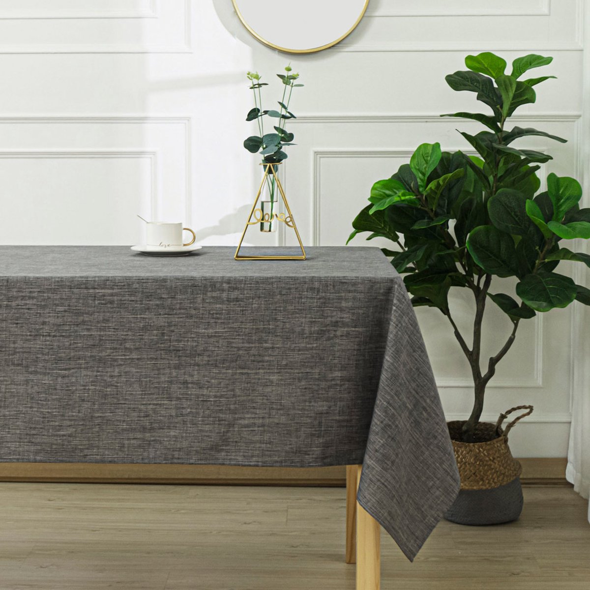 Tafelkleed Uni Antraciet 145x300cm - Tafellaken Polyester - Vocht- en vuilafstotend