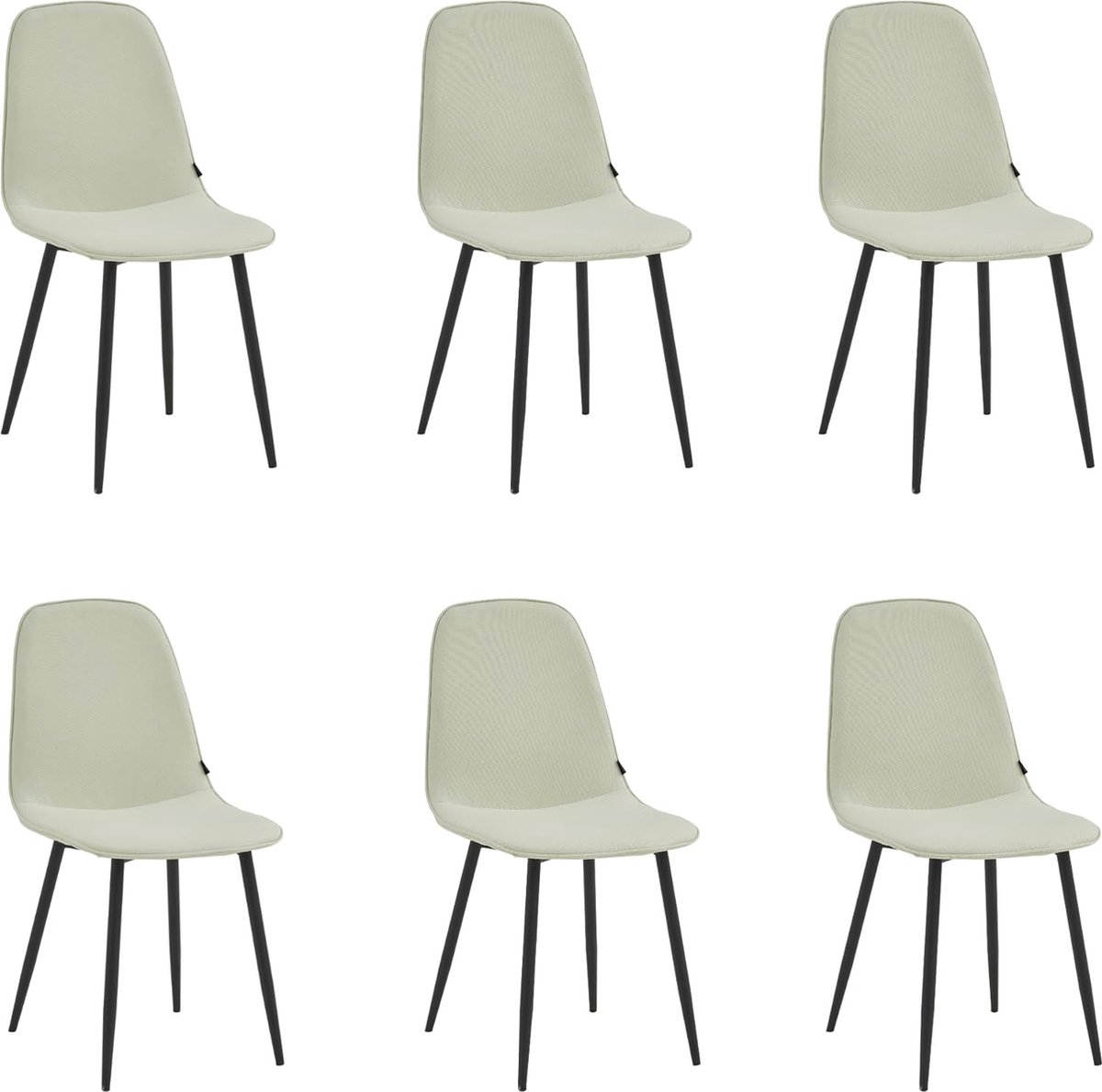Milou Eetkamerstoelen - Set Van 6 - Licht Beige - Linnen Stof - Industrieel - Stoelen