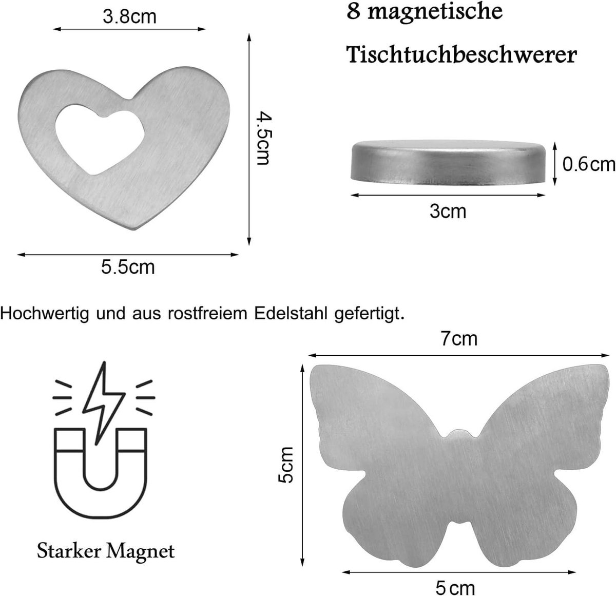 8x Tafelkleedgewichten - Tafelkleedgewichten In De Vorm Van Libellen En Vlinders Tafelkleedclips Ca 35g Elk Tafelkleedclips