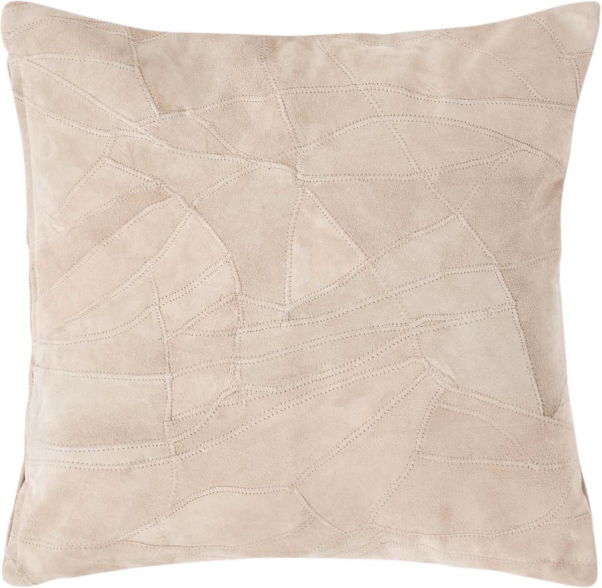 Homescapes patchwork leren kussen crème-beige, 45x45 cm