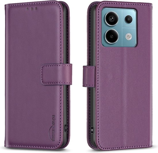 BINFEN Book Case Convient pour Xiaomi Redmi Note 13 Pro 4G / Poco M6 Pro 4G - Violet