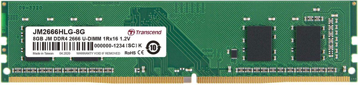 Transcend Jetram Jm2666Hlb-8G Geheugenmodule 8 Gb 1 X 8 Gb Ddr4