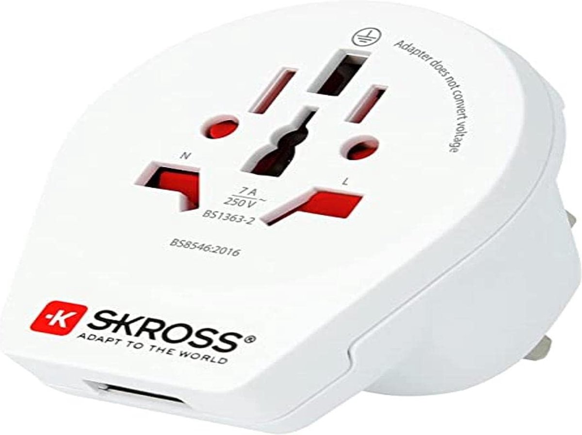 Skross USB-kabel USB 2.0 USB-A stekker 2.00 m Wit Rond SKCA0003A-C200CN