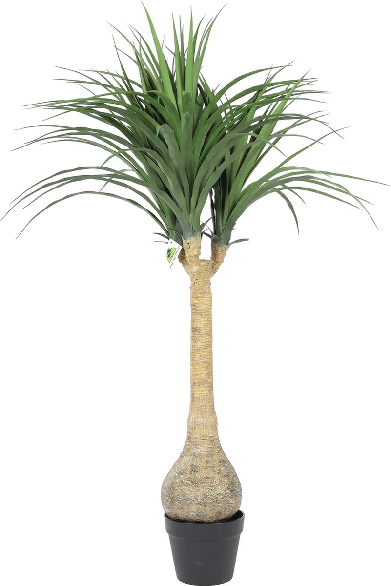 Kunst Bottle Yucca | 125cm - Kunstplant Yucca - Groen/Bruin - Rostrata Kunst Yucca - Deluxe Kunstplant