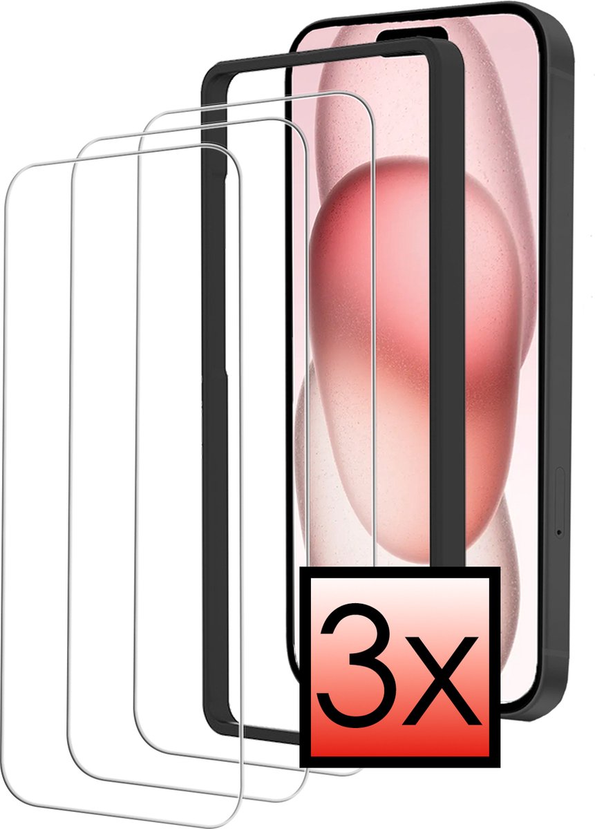 Screenprotector - 3 stuks - Geschikt voor Apple iPhone 15 Pro - Met Installatie Frame - Beschermglas - Gehard Glas - Tempered Glass - Screen Protector - Inclusief Montage Kit