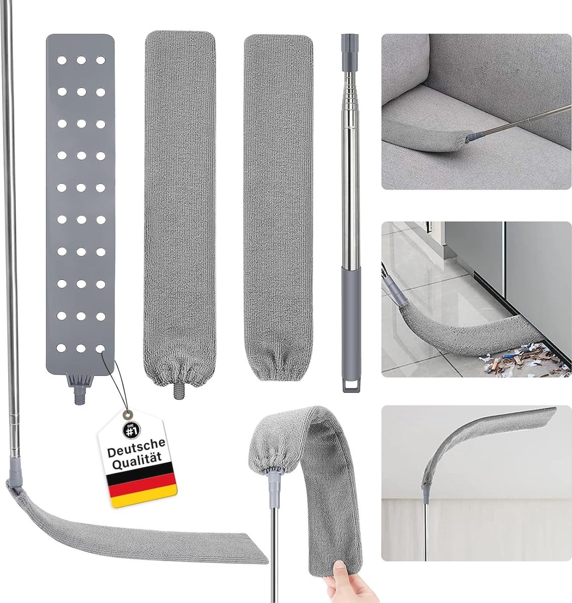 Goedkoopste Telescopische plumeau voor het reinigen van moeilijk bereikbare plaatsen - Wasbaar en uittrekbaar met RVS handvat