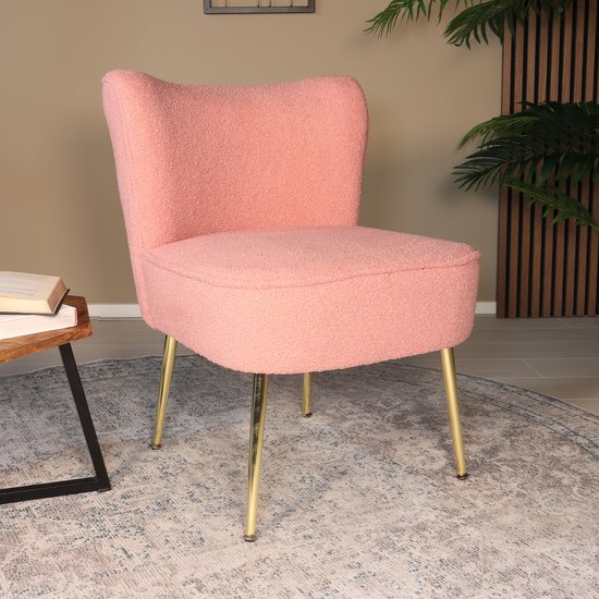 Fauteuil canapé 1 personne chaise Teddy rose