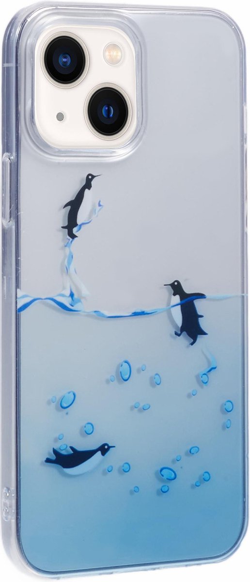 Peachy Pinguin Ocean TPU hoesje geschikt voor iPhone 15 Plus - doorzichtig