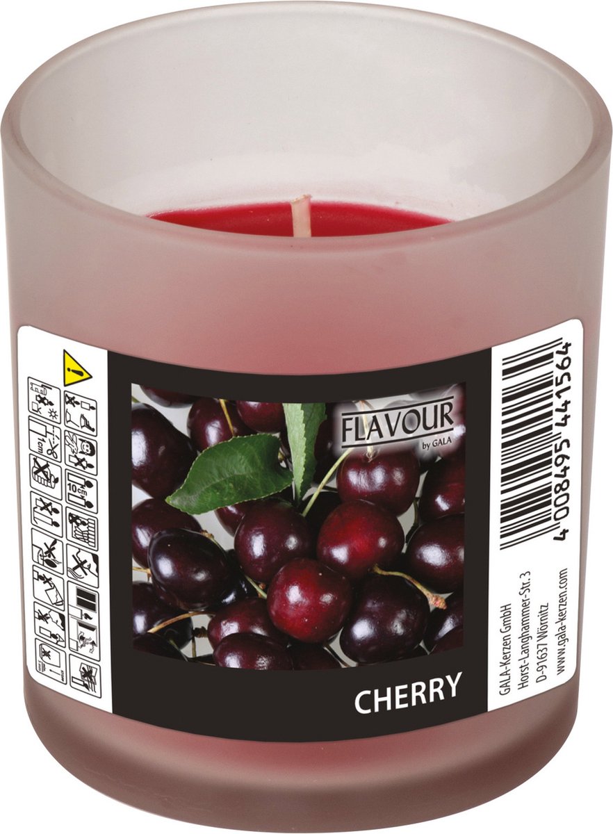 Conpax Candles geurkaars - cherry geur - rood - 8 branduren - in glas - aroma kaars Kersenrood