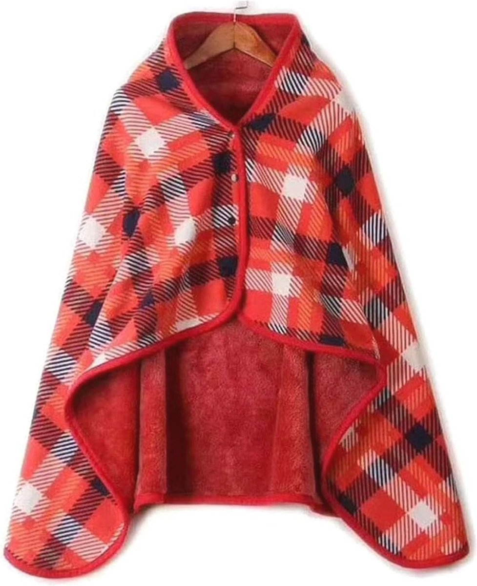 Zachte Fleece Rolstoeldeken met Knopen en Zakken voor Dames - Winter Kniedeken in Rood