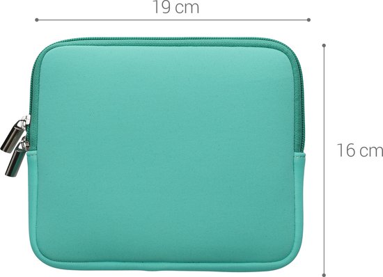 kwmobile Neoprene e-Reader Pouch Size 6,8-7" eReader - Universal eBook Sleeve Case with Zipper - Mint van Merkloos — afbeelding 4