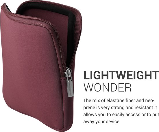 kwmobile Neoprene e-Reader Pouch Size 6,8-7" eReader - Universal eBook Sleeve Case with Zipper - Mulberry van Merkloos — afbeelding 2