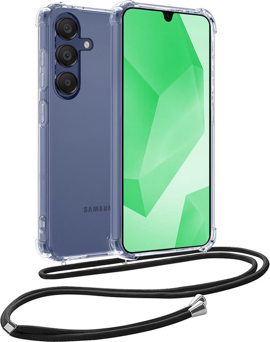 Coque adaptée pour Samsung A16, coque résistante aux chocs avec cordon, coque antichoc avec cordon – Coque adaptée pour Samsung Galaxy A16, coque avec cordon – Transparent