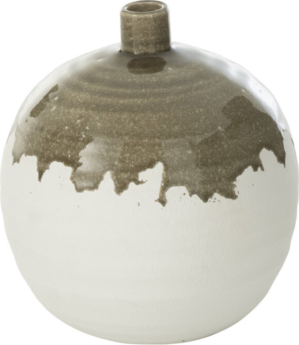 J-Line vaas Olea Fles - olijfgroen/wit - small - Ø 21.5 cm Multi