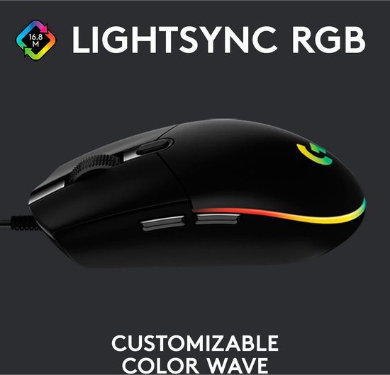 Logitech G203 LIGHTSYNC - Bedrade Gaming Muis - RGB verlichting - Zwart