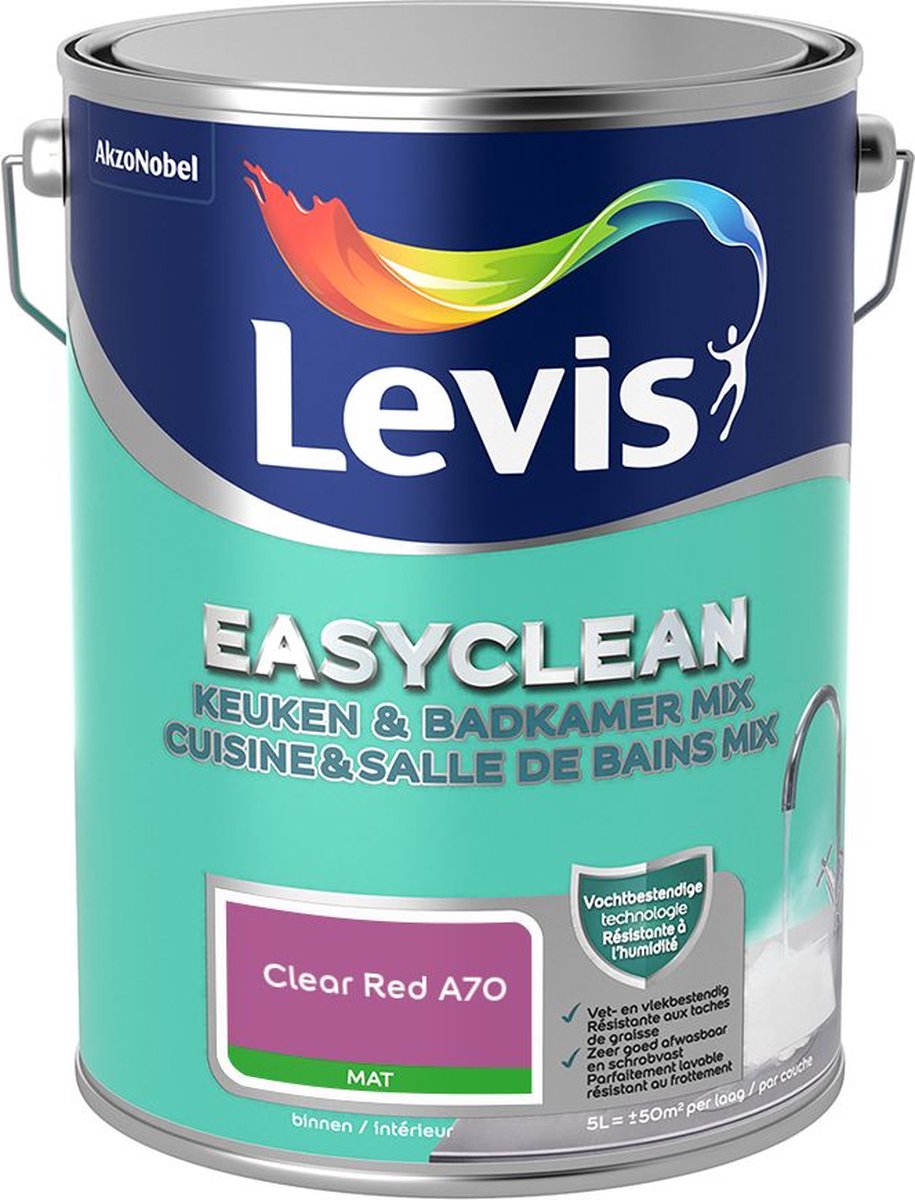 Levis - Easyclean Keuken & Badkamer Mix - Clear Red A70 - Mengverf - 5 L