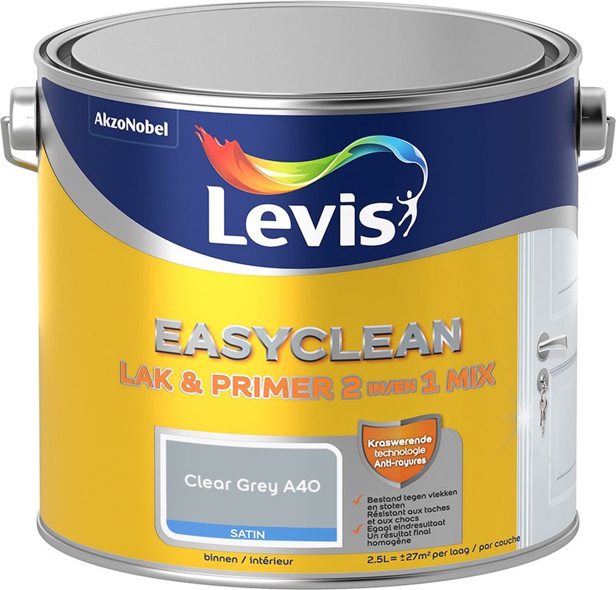 Levis - Easyclean Lak & Primer 2-In-1 Mix - Clear Grey A40 - Mengverf - 2,5 L