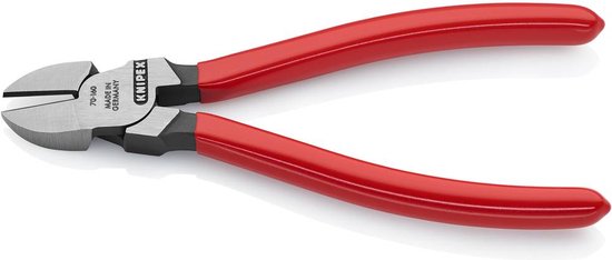 Knipex 70-160 zijkniptang met rode handgrepen, metaalkleurig snijgedeelte.