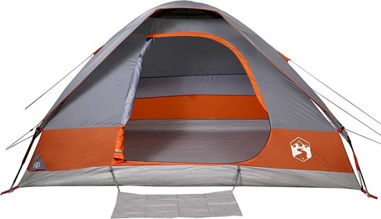 vidaXL Koepeltent 4-persoons - Waterdicht - Grijs/Oranje Koepeltent - Campingtent - Tent - Buitenleven - Kamperen van Vidaxl — afbeelding 3