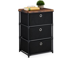 ladekastje – met 3 lades – 65x43x33 cm – industrieel – woonkamer – slaapkamer – zwart-bruin
