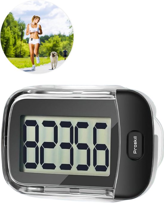 Proskill Stappenteller met Clip - Eenvoudige activity tracker - Broekzak -Geschikt voor dames, heren & kinderen - Wandelen & fitness