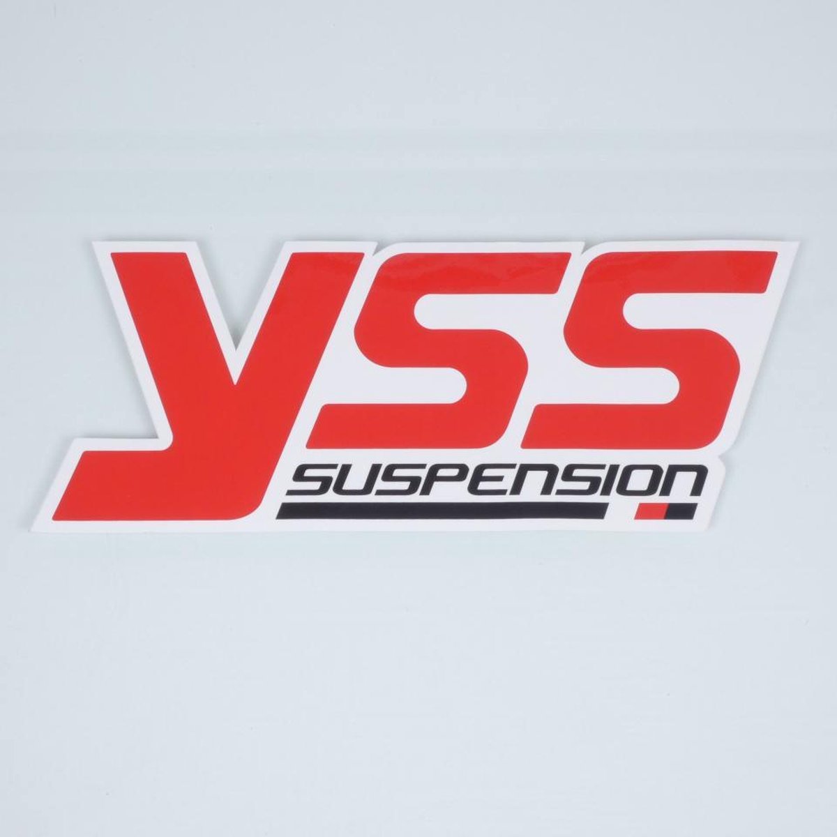 Autocollant stickers YSS Suspension rouge blanc noir pour moto 145x340mm l'unité