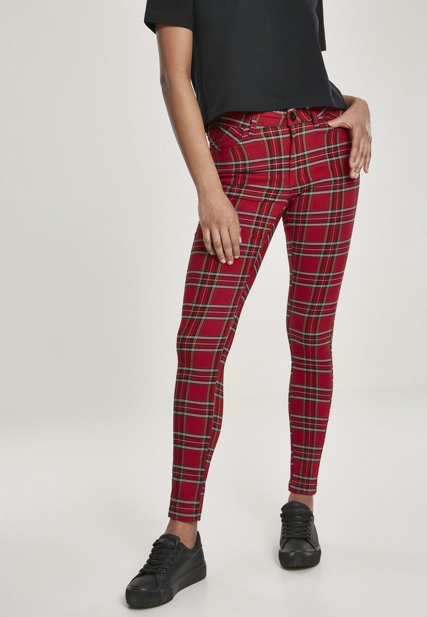 Urban Classics Tartan Skinny jeans Taille 33 inch Rood
