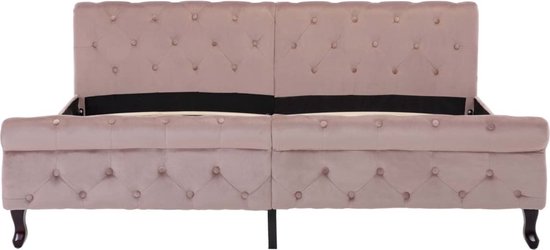 The Living Store Cadre de lit velours rose 180x200 cm - Lit