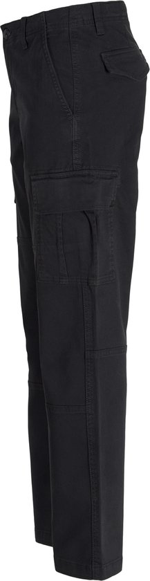 Zijaanzicht van een zwarte cargo broek voor jongens.
