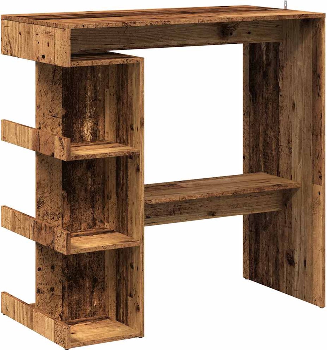 vidaXL Bartafel - met - opbergrek - 100x48x101,5 - cm - oud - houtkleurig oud hout