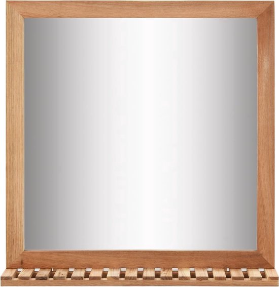 Wand Spiegel met Plank SUNSET 70x70 cm dennen