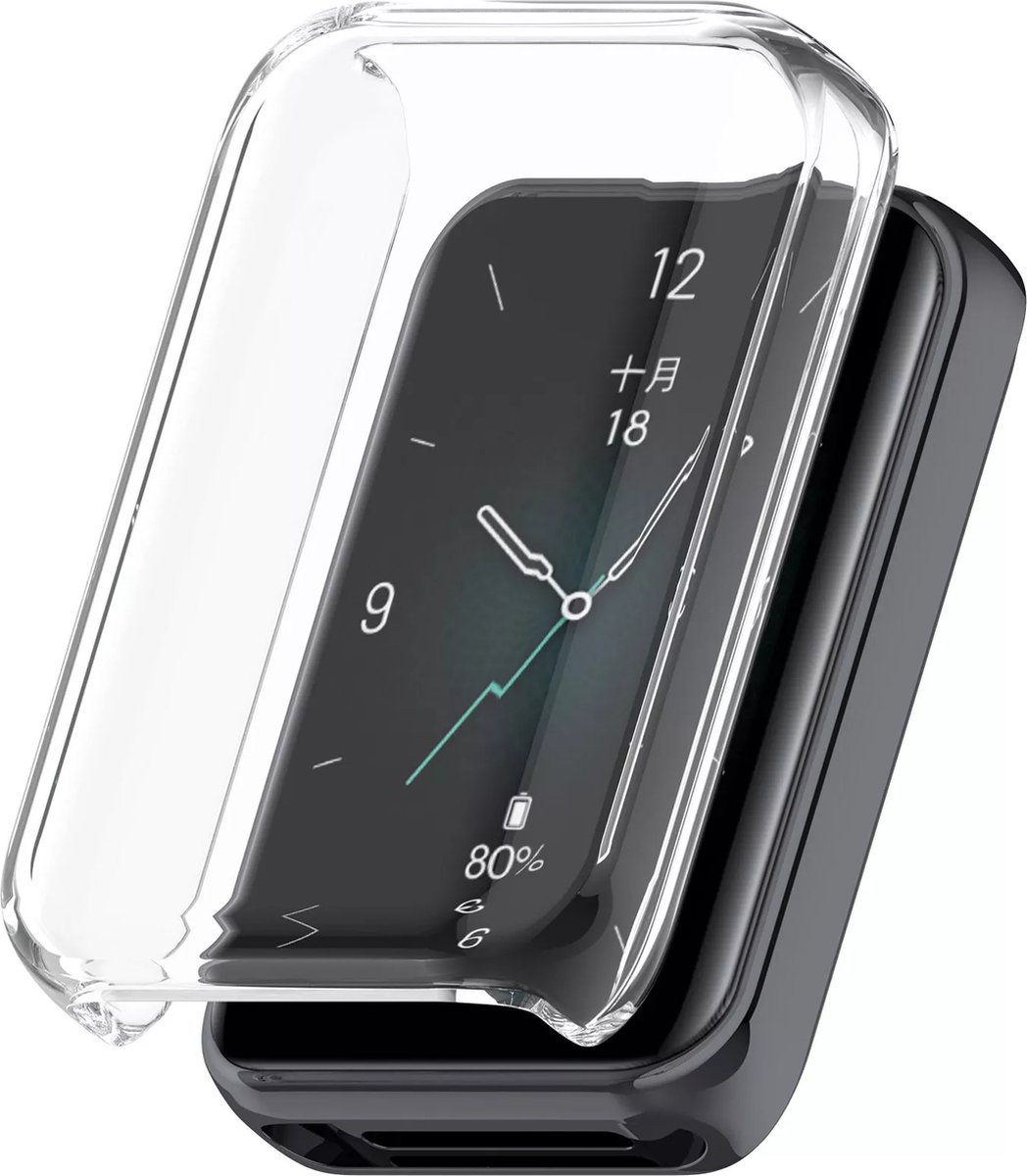 Strap-it Schokabsorberende TPU case - hoesje geschikt voor Honor Band 9 (transparant)