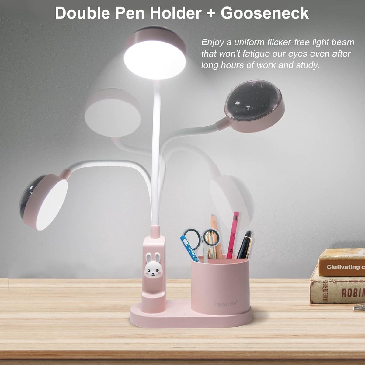 Mrs. Jones Led-bureaulamp voor kinderen tafellamp oplaadbare batterij 2000 mAh met penhouder en sterprojectie draadloze led-bureaulamp voor studio werk met dimfunctie slittepje LED-verlichting . — cadeau in Wonen & Interieur - foto 6
