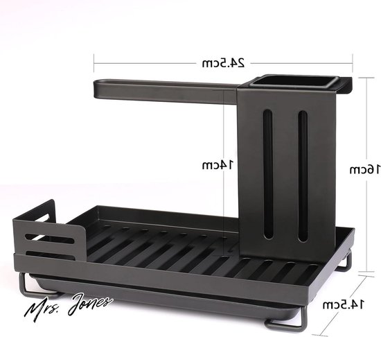 Spoelbak-organizer, Zwart, Voor De Keuken Gootsteenorganizer Sponshouder Met Zelfledigende Afvoer Gootsteenorganizer Keuken Afwasmiddelhouder Spoeldoekhouder Spoelbak Organizer