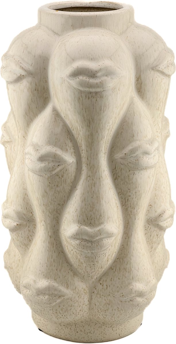 Homebound by Kolony HomeBound by KY | Aardewerk vaas lips beige | 16,5x16,5x34,5cm | bloemenvaas keramiek lippen off-white Zand